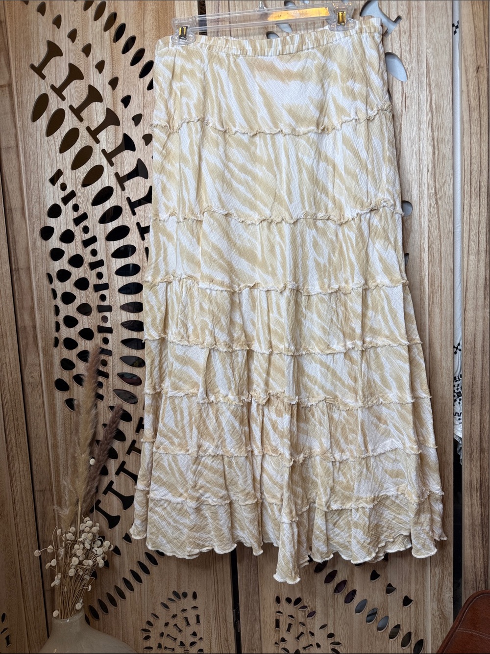 hearts of palm Cream Tiered Maxi Skirt